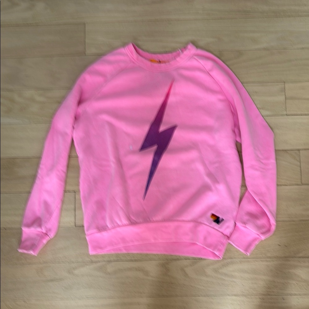 Aviator Nation Pink Hoodie with Purple Bolt